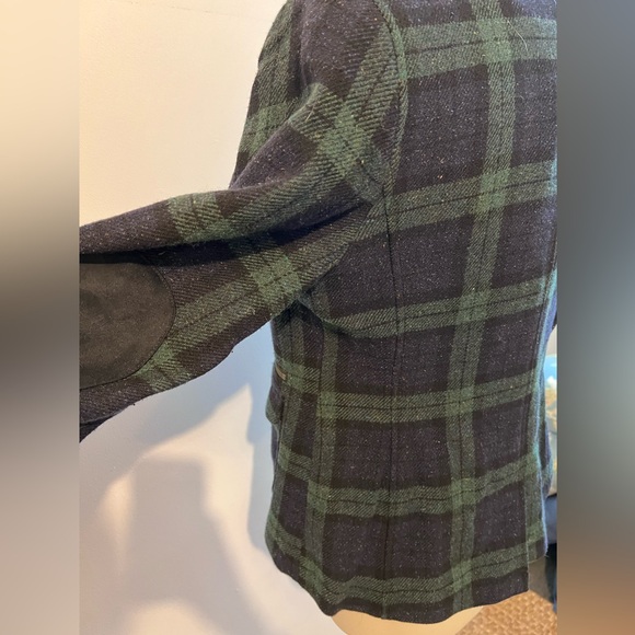 Blackwatch Plaid Wool Blend Snapfront Jacket Blazer Sz Small Stand Collar - Picture 2 of 16